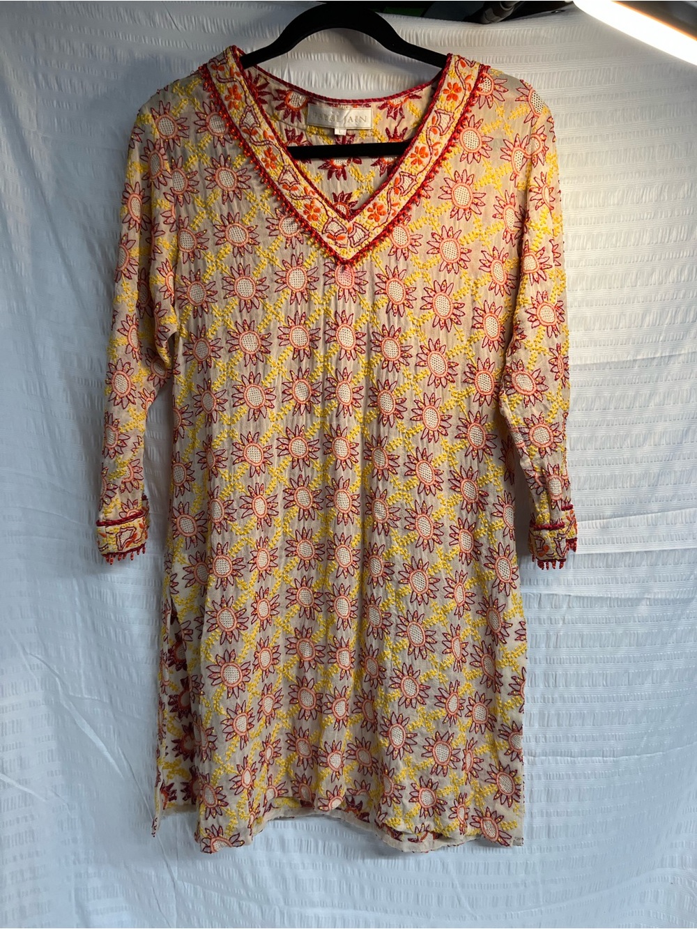 Payal Jain embroidered beaded Boho Sunburst Print V-Neck Tunic Dress Kurta